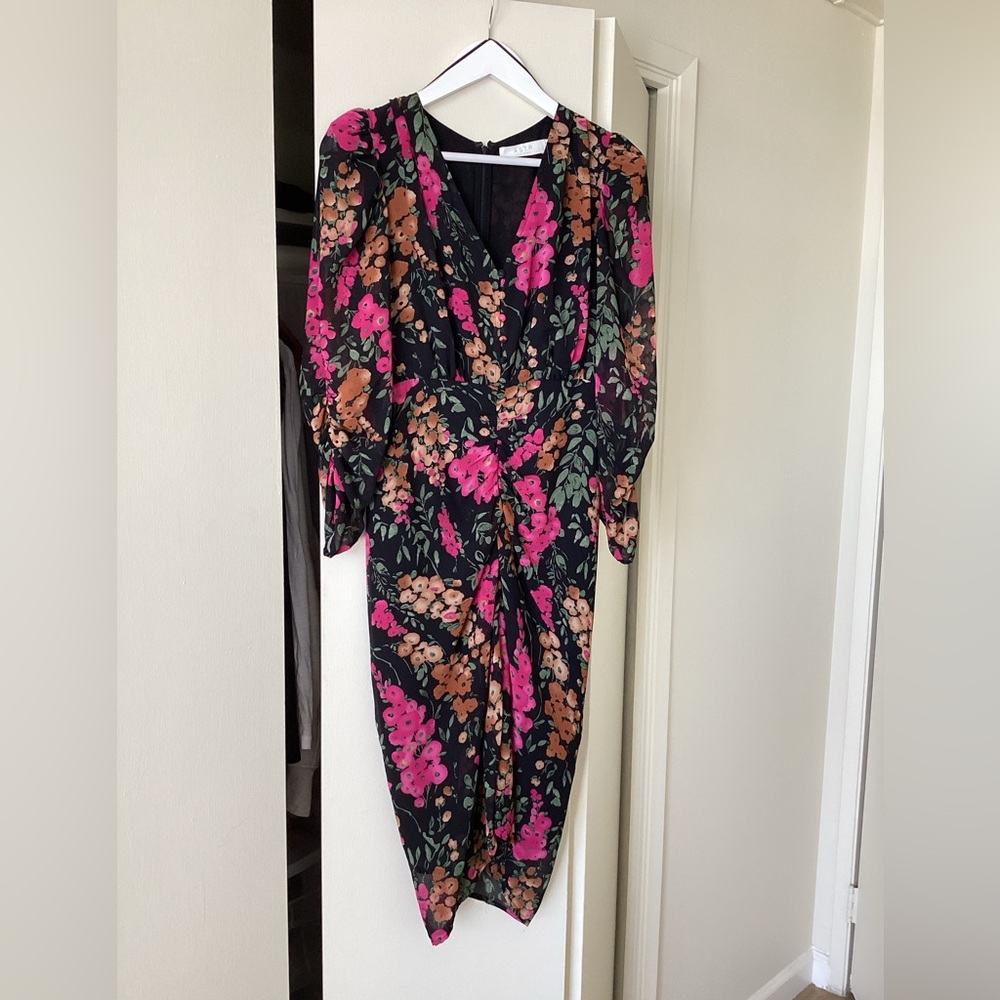 Floral Rouched Fall Colors Dress